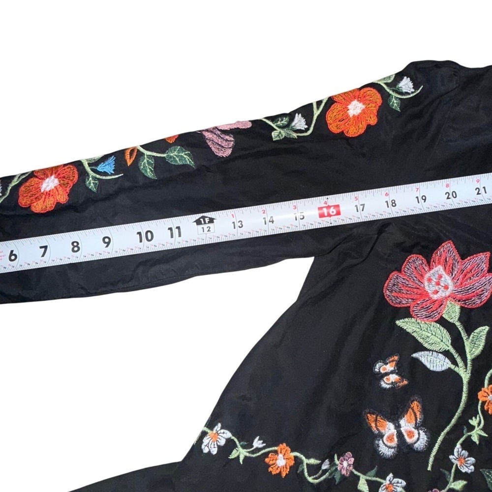 Black Embroidered Floral Butterfly Dress Size S Boho Festival Country Prairie - Picture 8 of 8